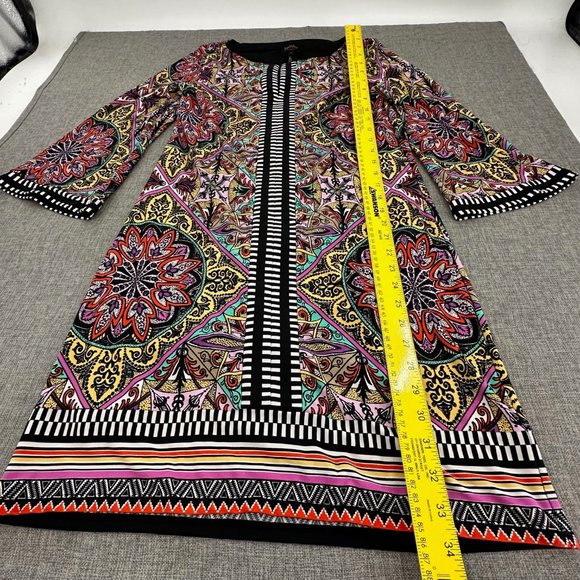 Laundry By Shelli Segal  Shift Dress Pullover Sz 4 Multicolor 3/4th Wide Sleeves - Picture 5 of 14